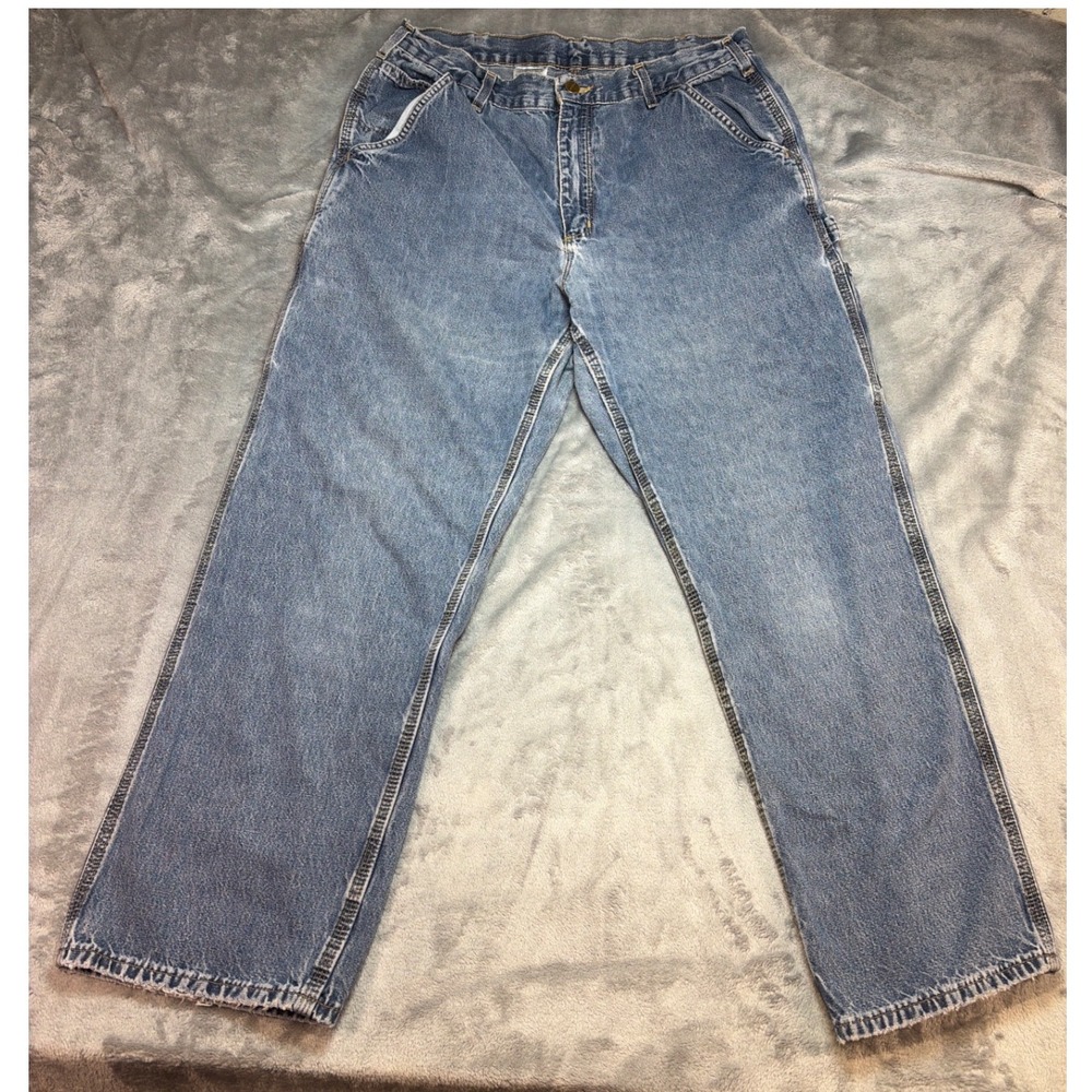 Carhartt B13 HDK Dungaree Fit Light Wash Denim Work Jeans Mens 34x30 Distressed
